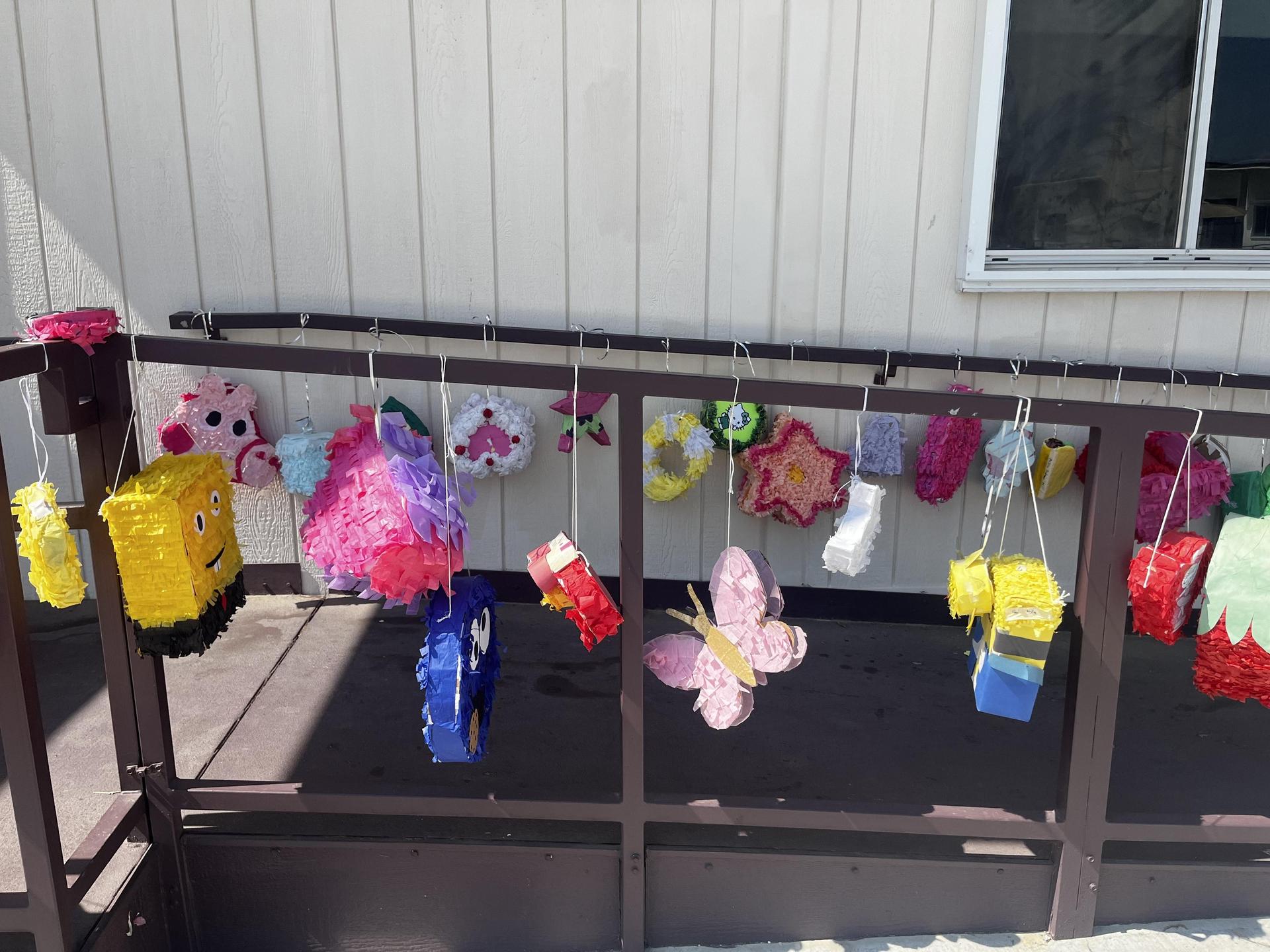 Piñatas created by our Intro Spanish, Spanish 1 and 2 students: June 4 2025