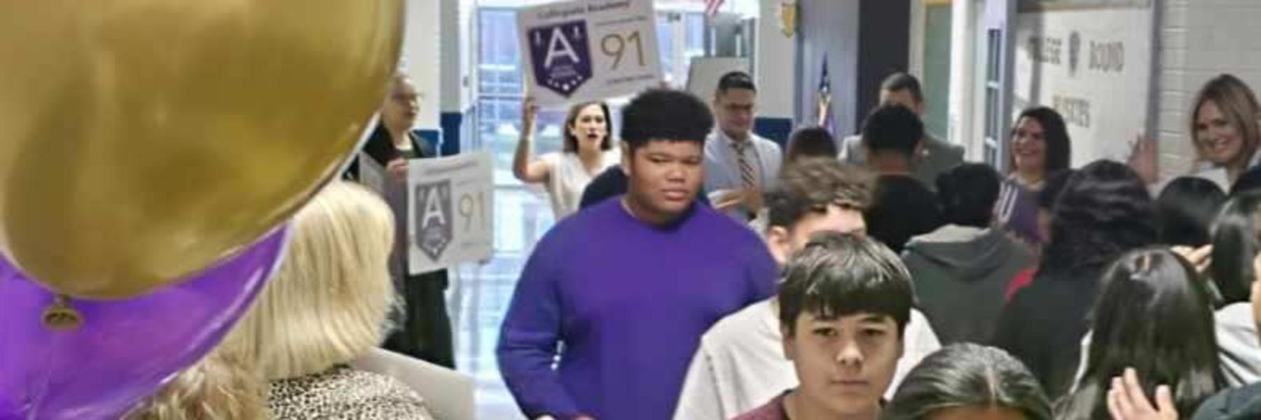 Students celebrate "A" rated campus recognition
