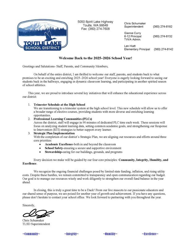 Welcome Back Letter 2025