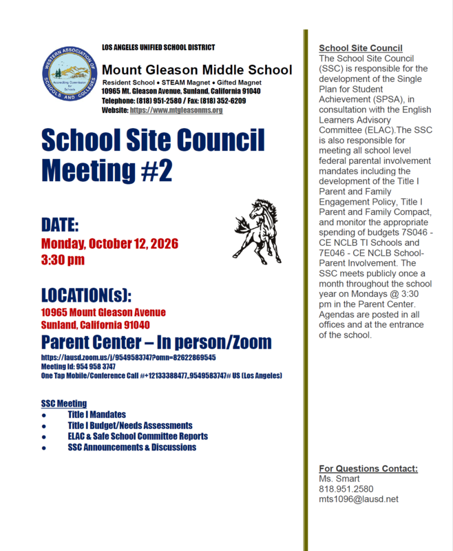 School Site Council Meeting Flyer