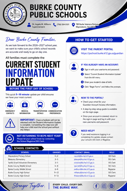 current student information update flyer
