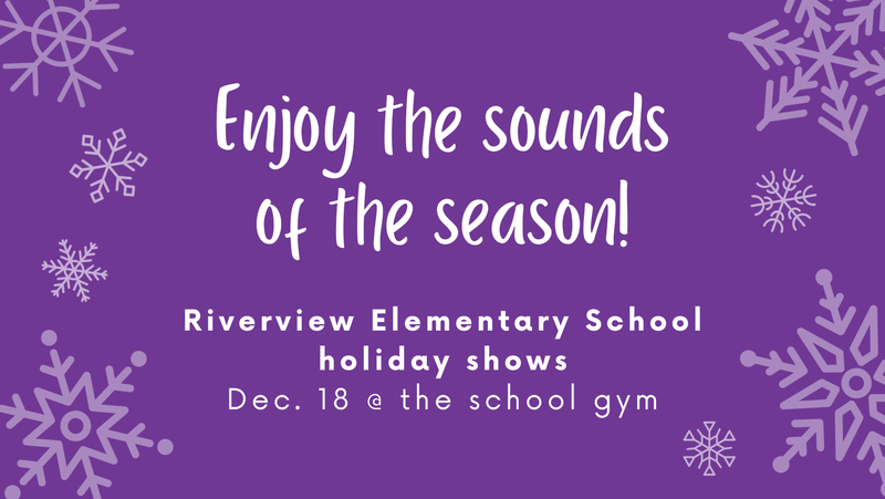 promo graphic - Riverview Elementary winter holiday programs 2025
