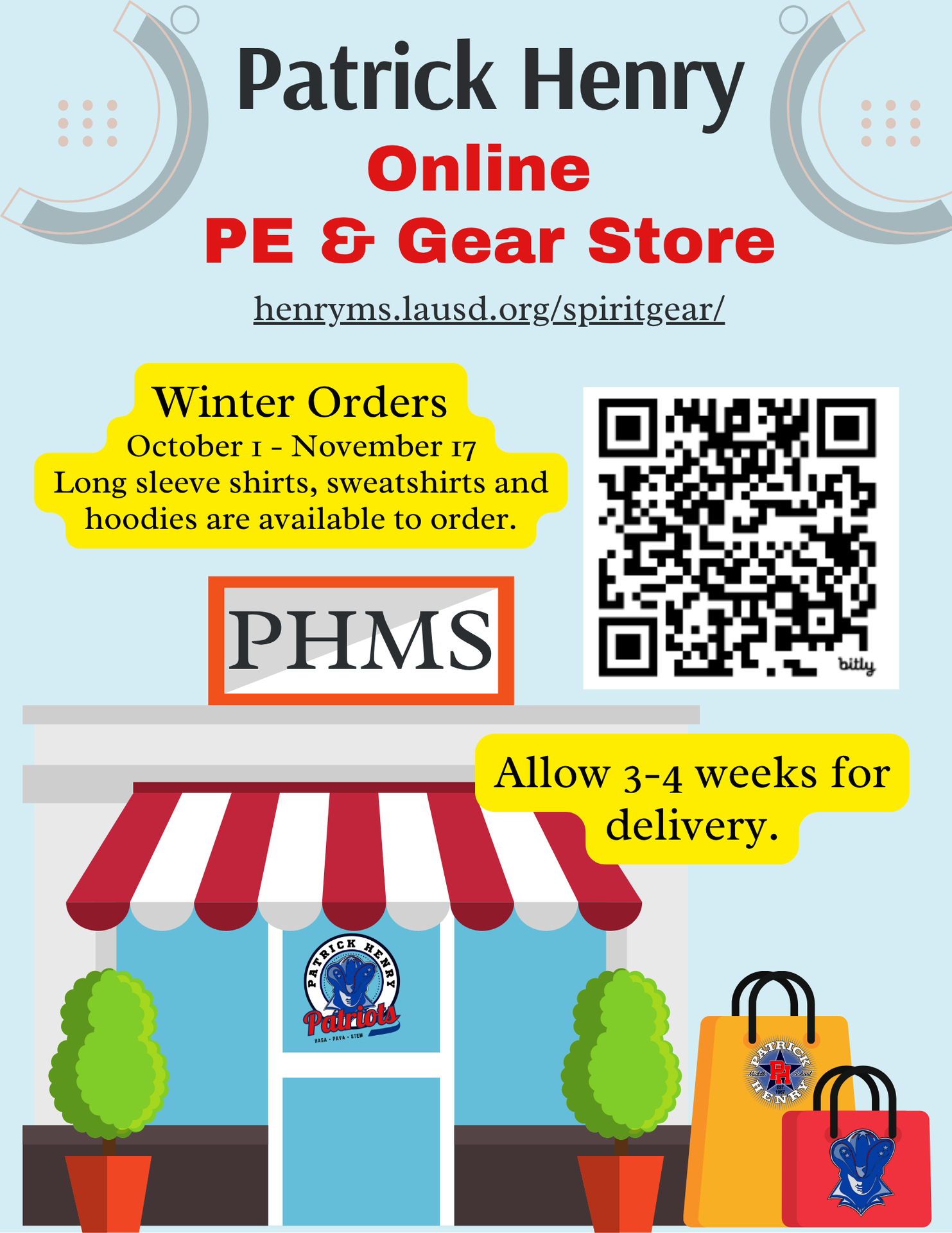 PHMS winter gear store is open.