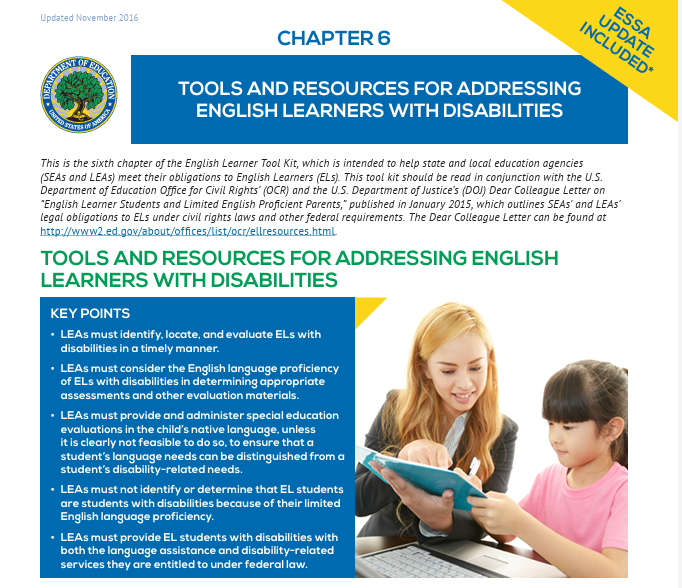 The American Institute of Research, PROGRESS Center "Tools and Resources for Addressing English Learners with Disabilities"