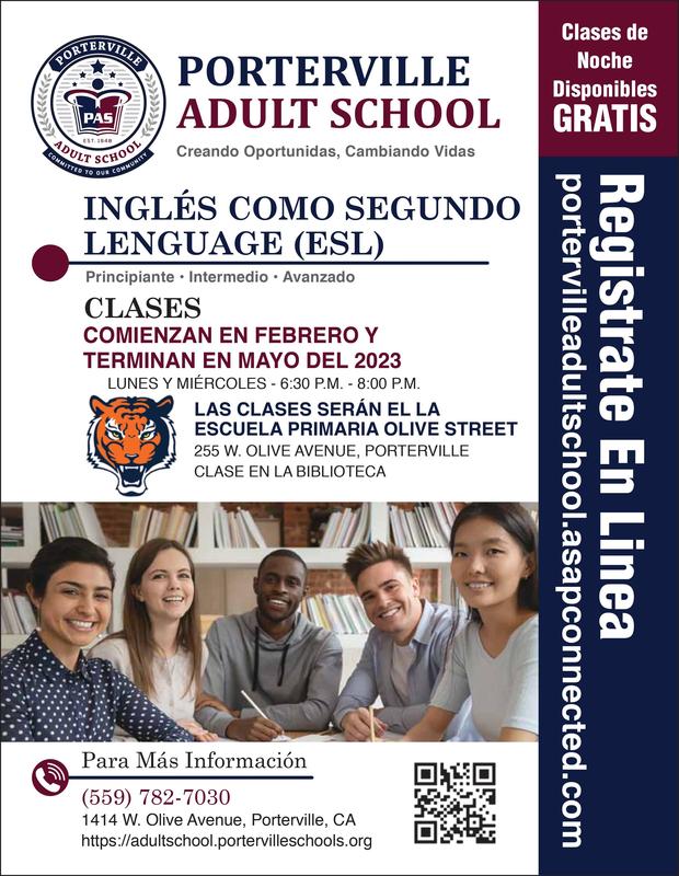 Esl class at olive street elementary porterville adult school