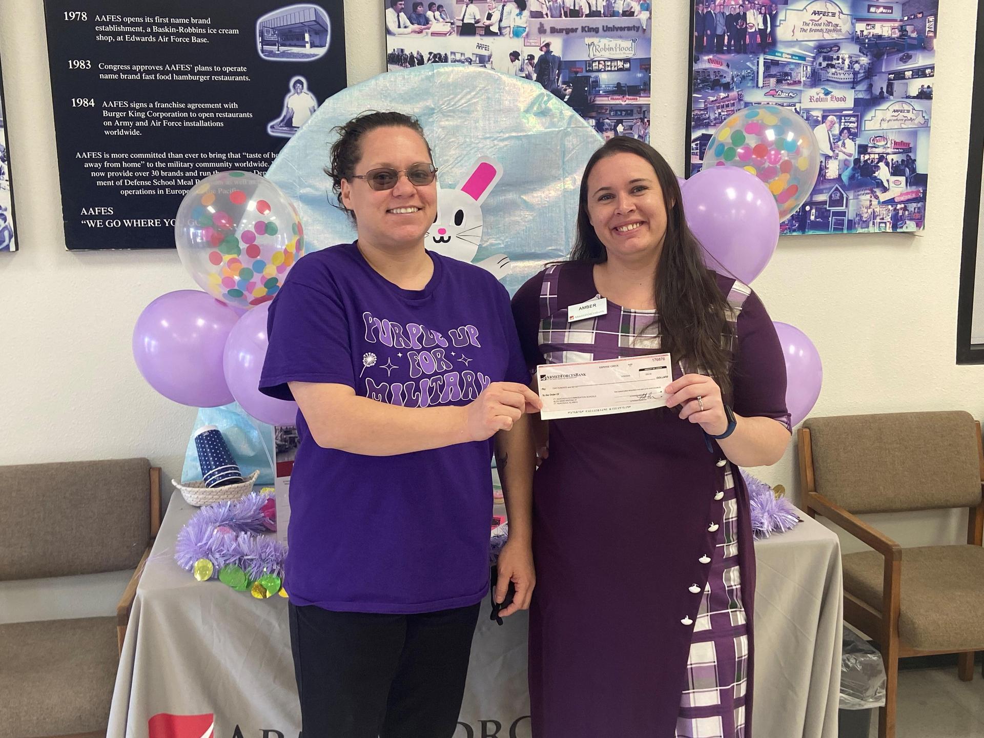 Armed Forces Bank donation to Lunch Program on behalf of Military Children