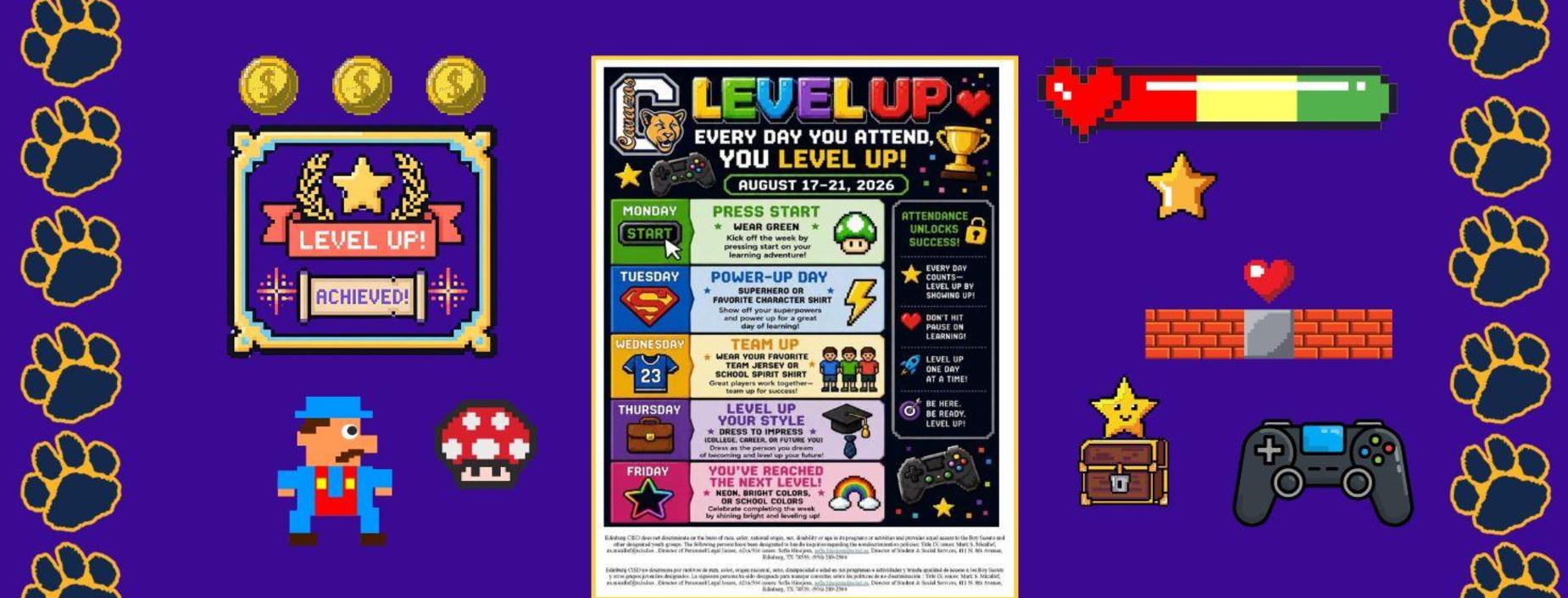 Level Up week August 17th-21st, you are all invited to attend!
