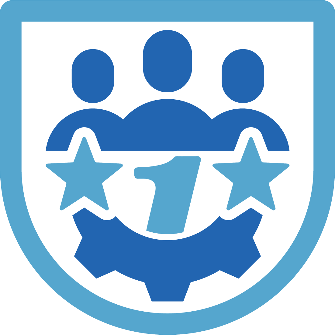 PUSD Employee Experience Icon Gear with employees and stars