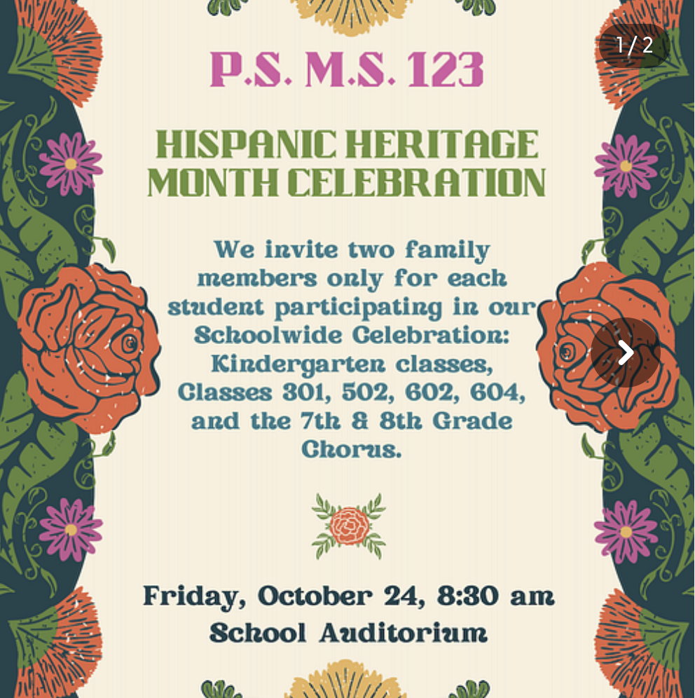Colorful Poster announcing Hispanic Heritage Assemby