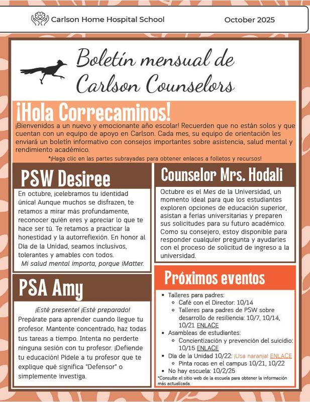 Carlson monthly newsletter in Spanish