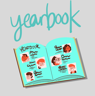 picture of a yearbook with pictures on page