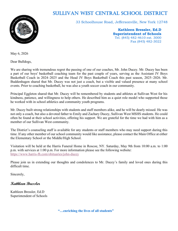 Mr Ducey Letter