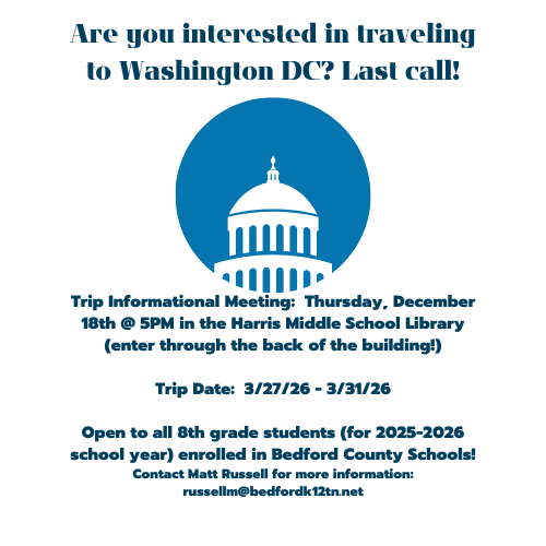 Last Chance for 8th Graders to Sign Up for a Trip to Washington DC! Featured Photo