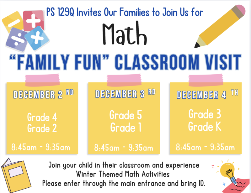 Math Family Fun Classroom Visit Flyer