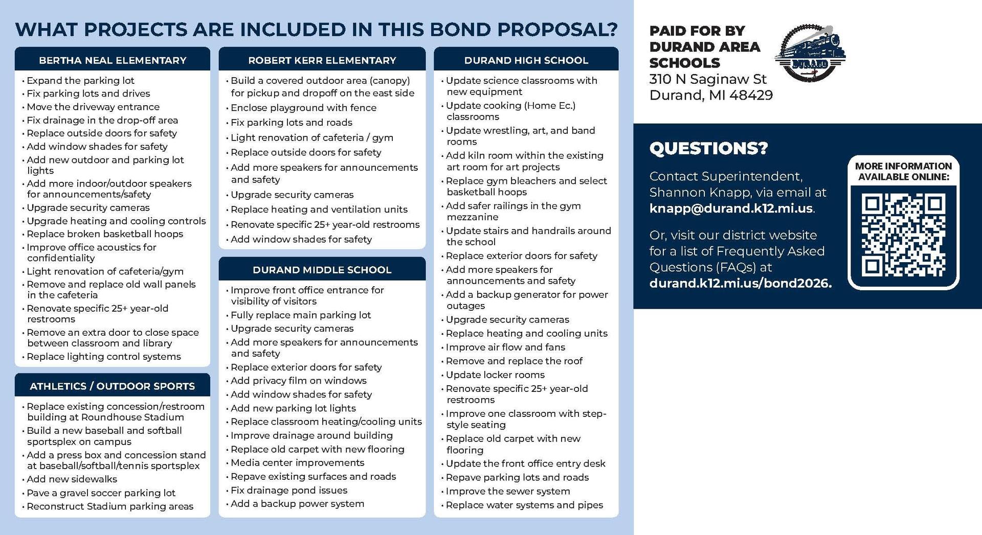 Zero Mill Net Tax Rate Increase Bond Proposal Mailer Back Side