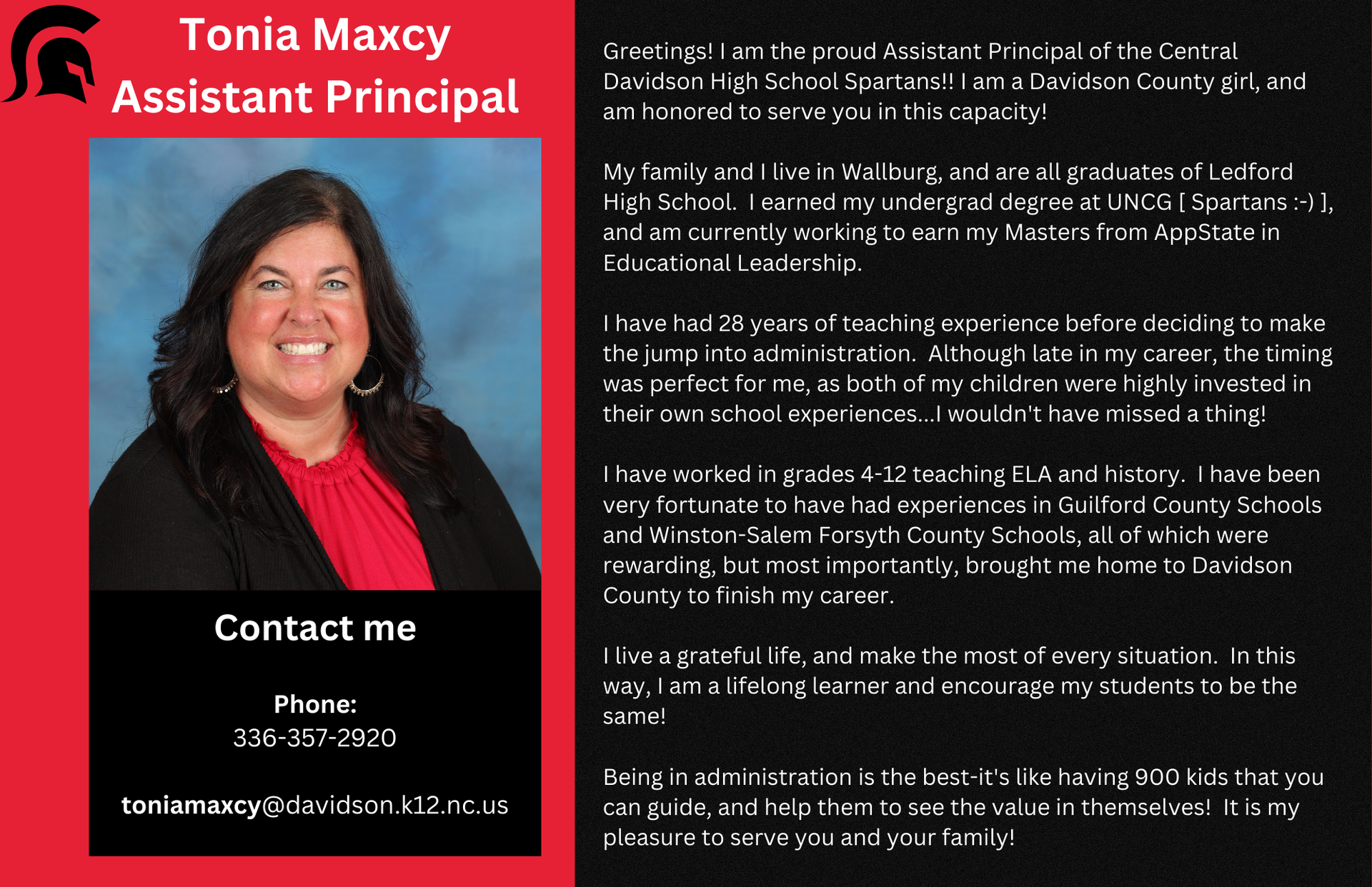 Tonia Maxcy Assistant Principal, photo and biography