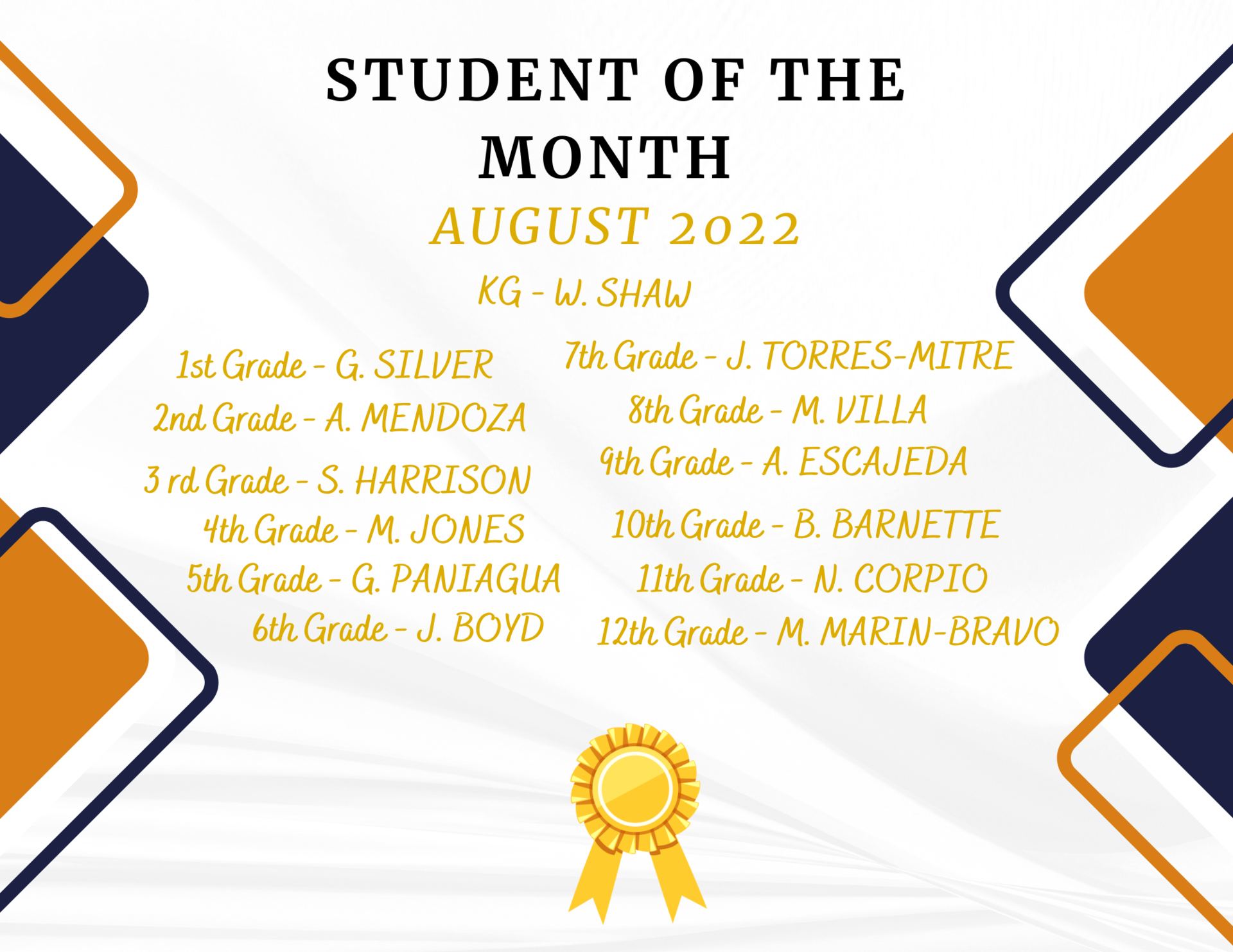 Students of The Month Student Life Indiana Math and Science Academy