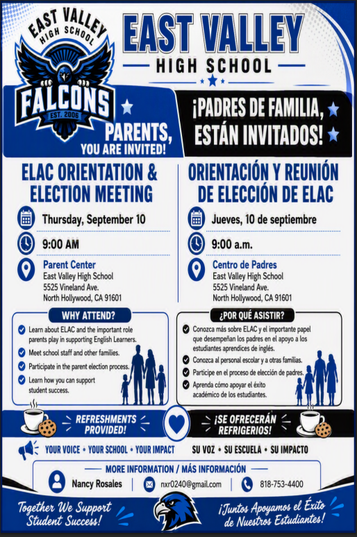 ELAC Parent Orientation/Elections September 10th 9:00 am Featured Photo