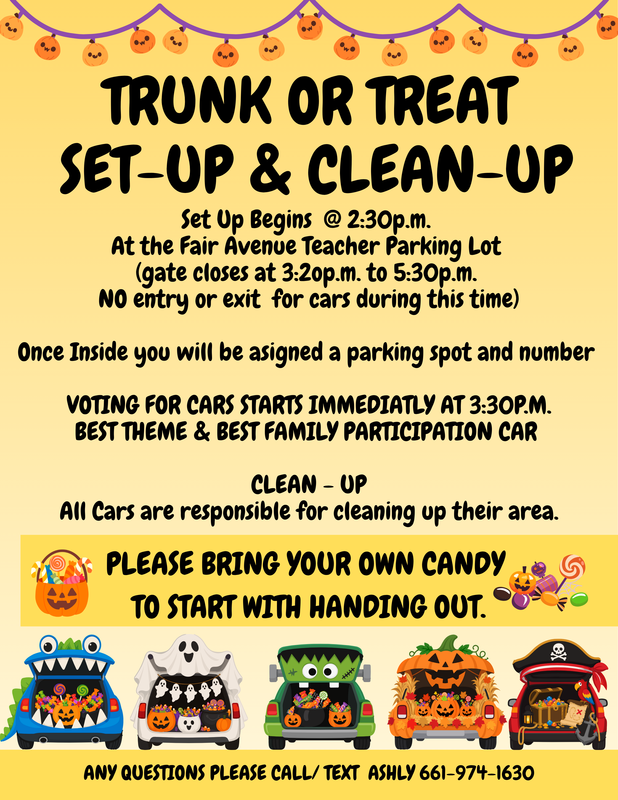 Trunk or Treat Set Up and Clean Up Flyer