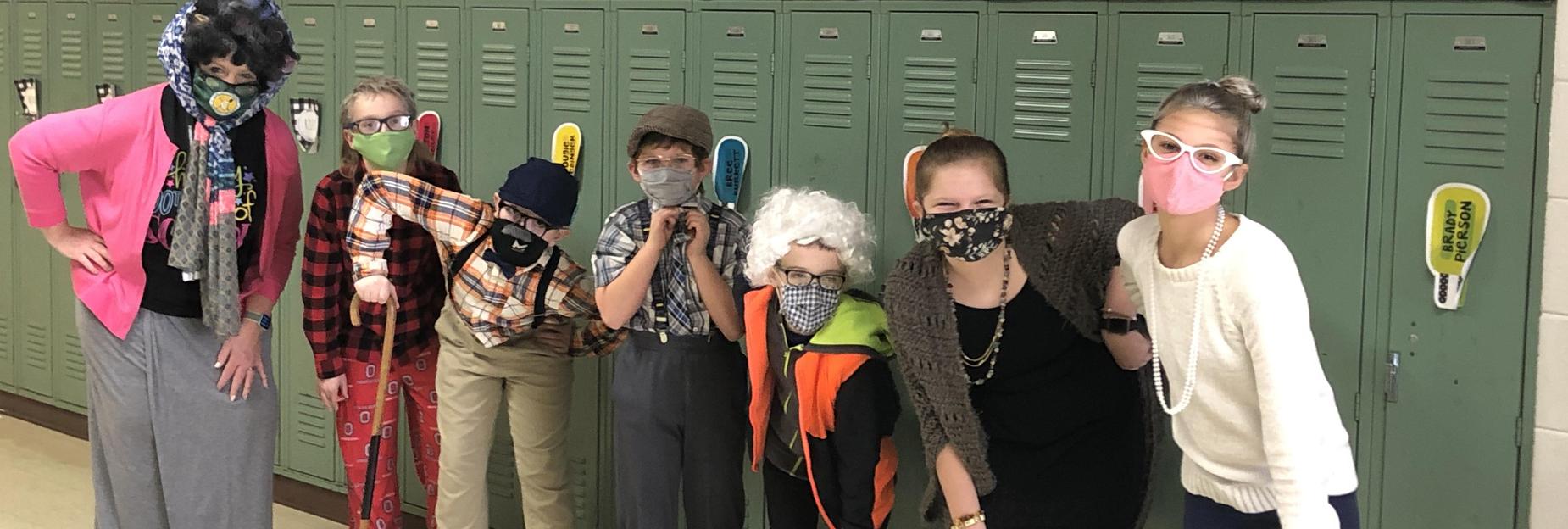 Some really old students celebrating the 100th day of school