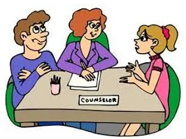 Guidance counselor clip art picture of 3 counselors around a table