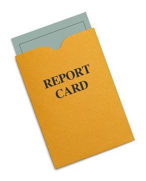 file folder with the word report card on it