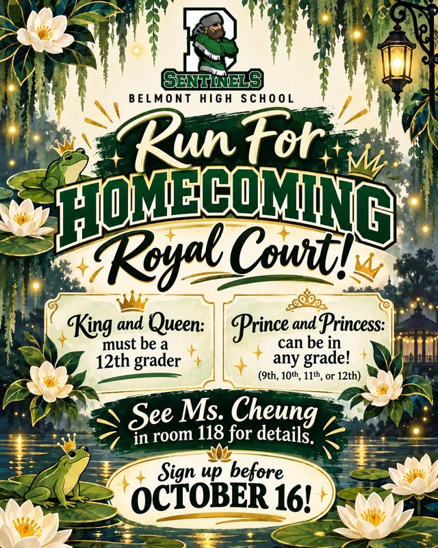 Sign up for Homecoming Royal Court by October 16th! Featured Photo