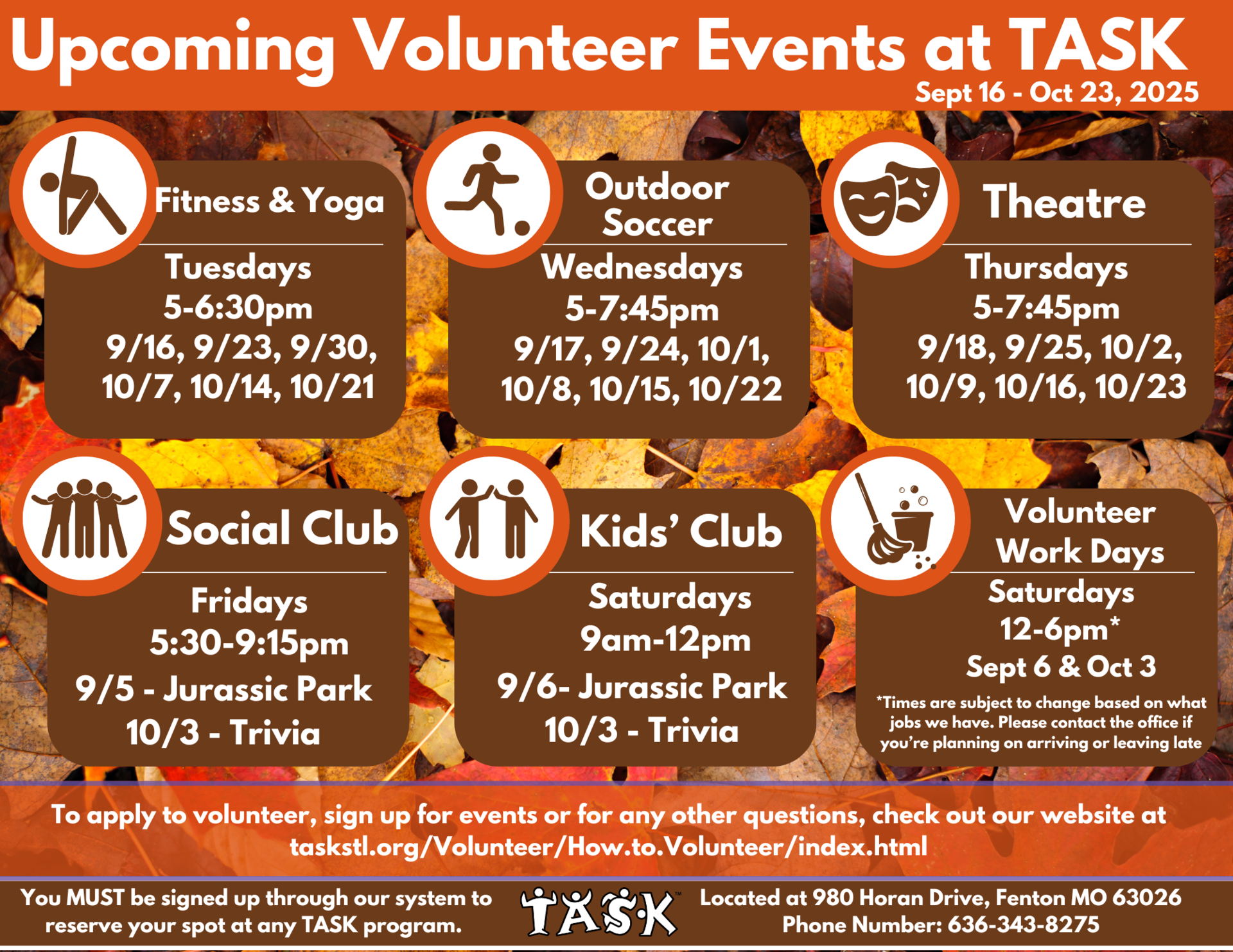 TASK Fall Calendar 