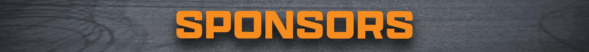 Keynote section divider with bold orange “Sponsors” text over a gray textured background.