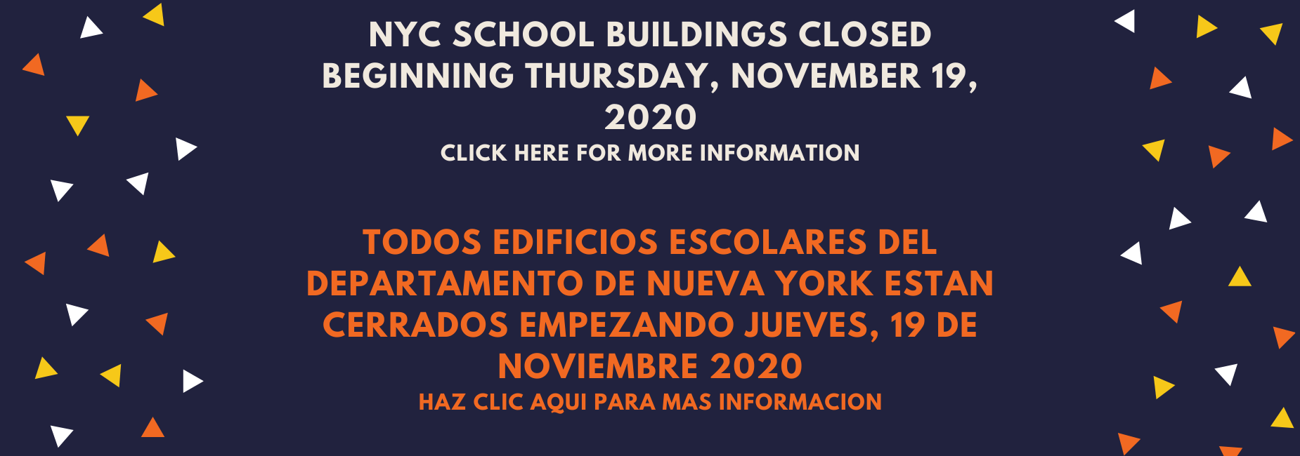Temporary School Closing Starting November 19, 2020 Bilingual