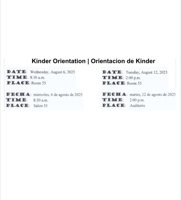 Kinder Orientations|Orientacion de Kinder