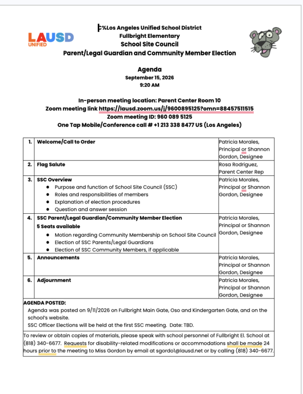 SSC Parent and Community Member Election