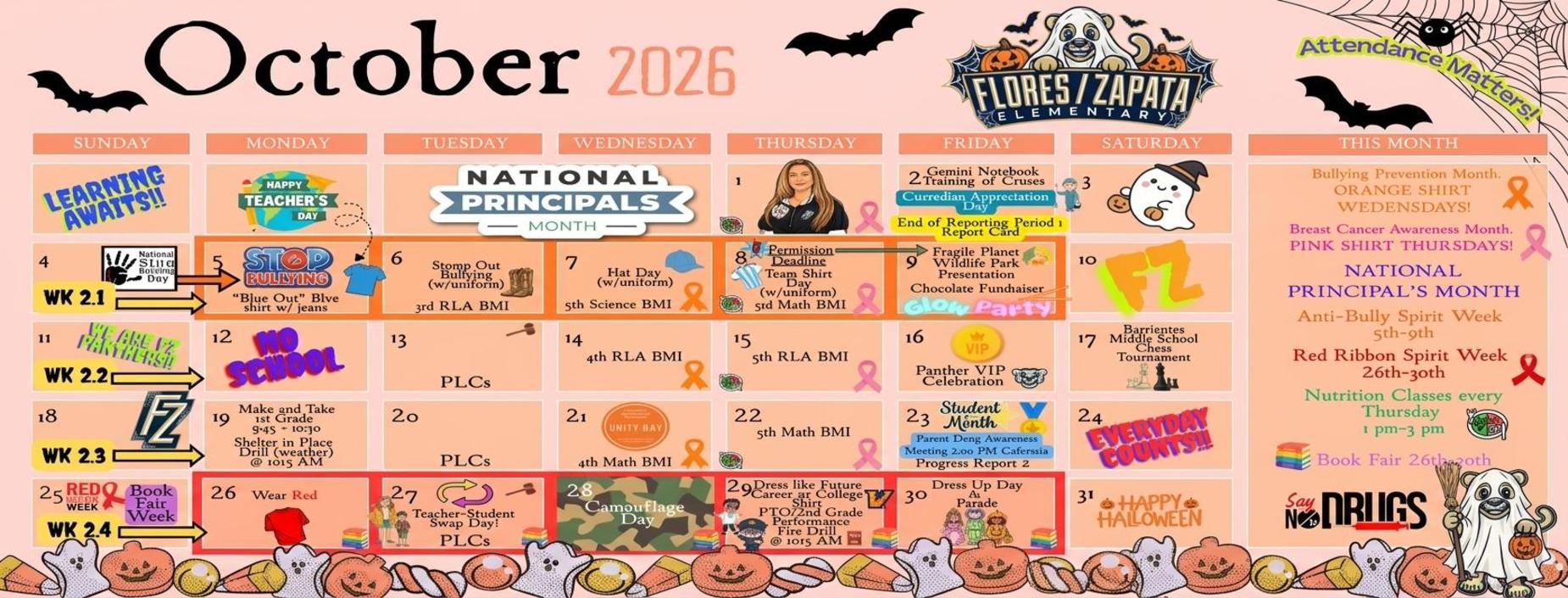 October 2026 Calendar of Events