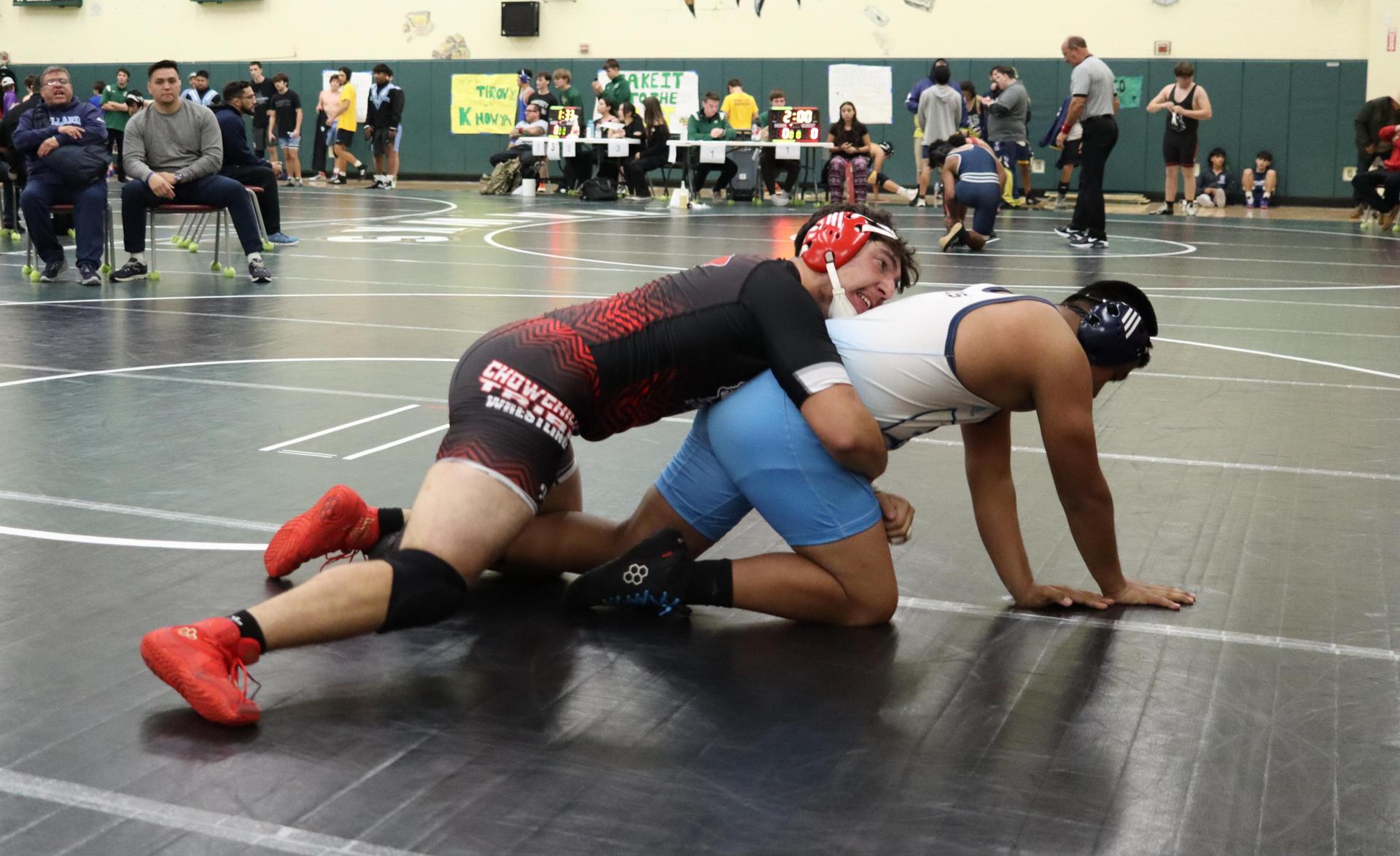 wrestlers in action at the Hawks invitational
