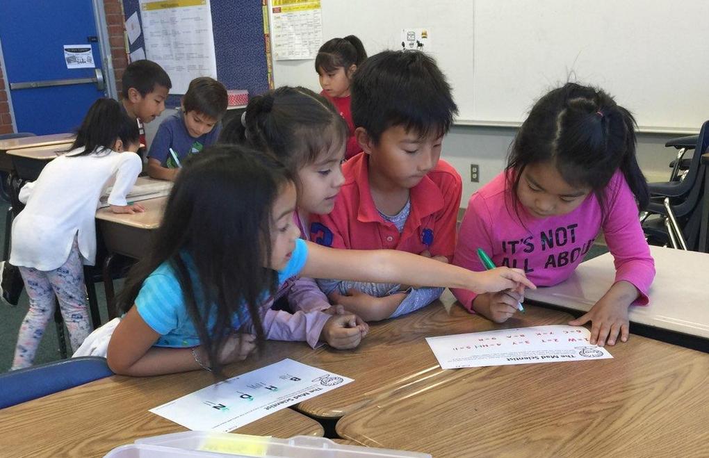 Students work together to solve problems.