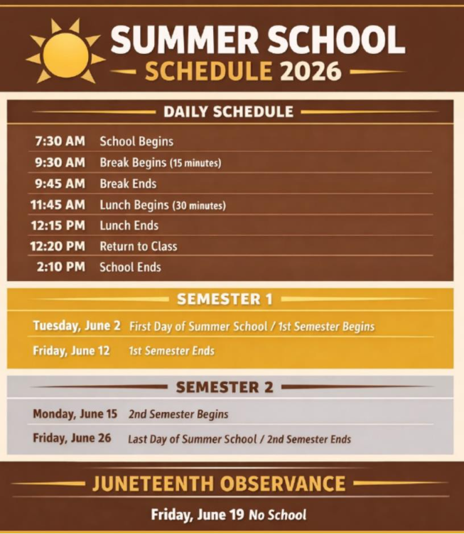 Summer School Schedule