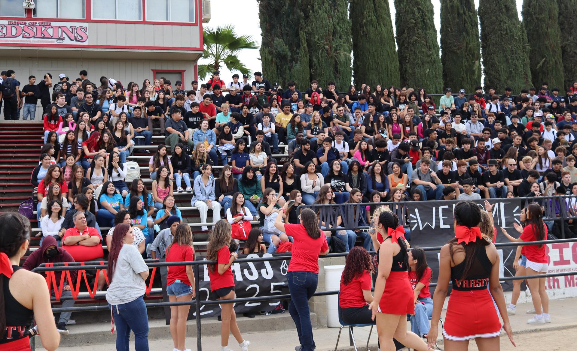 Students and staff enjoying the back to school rally