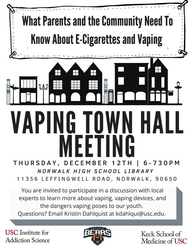Vaping Town Hall/Reunión del Ayuntamiento de Vaping - December 12th @ 6:00-7:30 PM Featured Photo