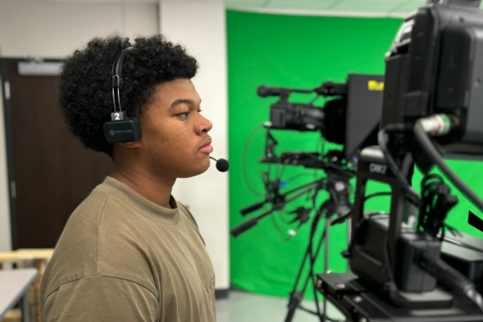 Students operating equipment in Frenship Media Program