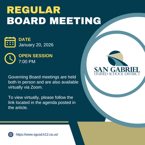 Board meeting notice in aqua and mustard with the same written details as the article