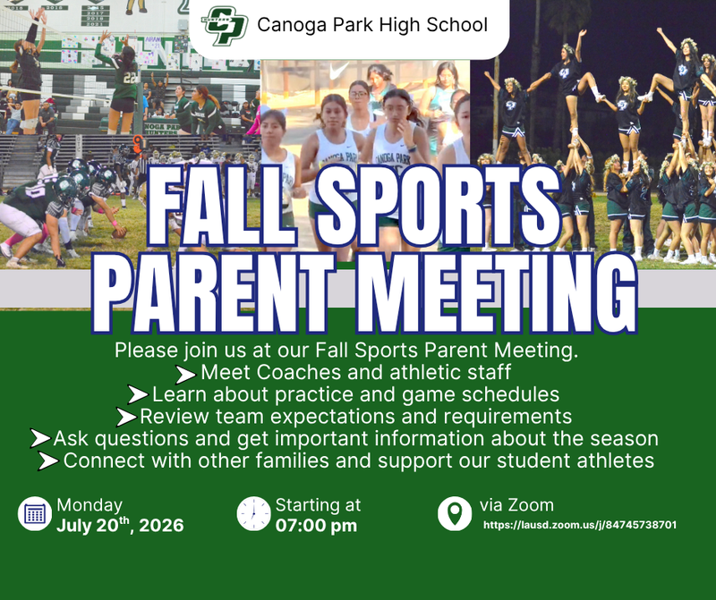 Fall Sports parent Meeting info card