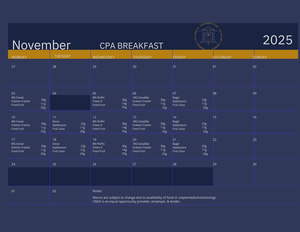 School Breakfast menu