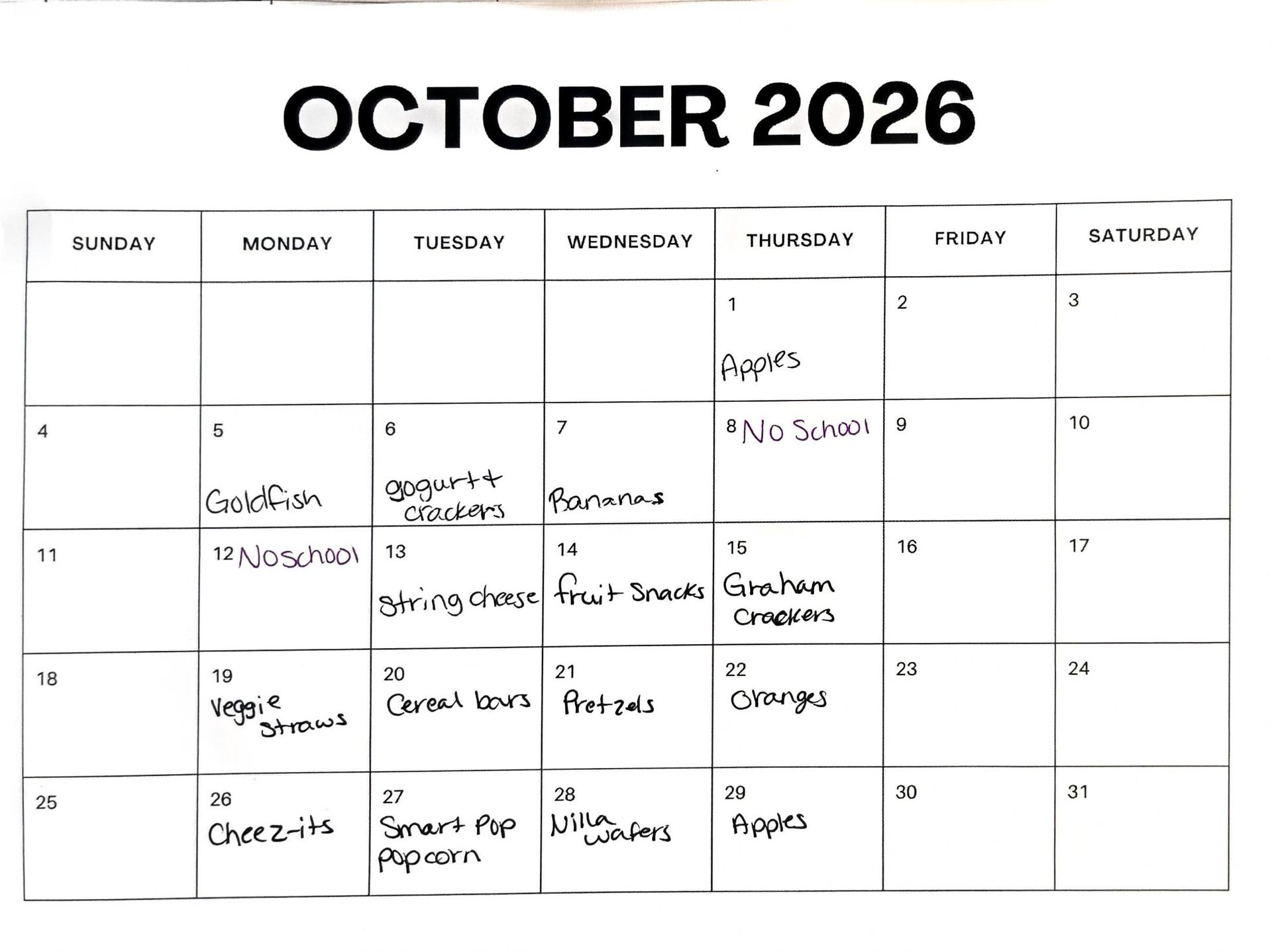 October Snacks