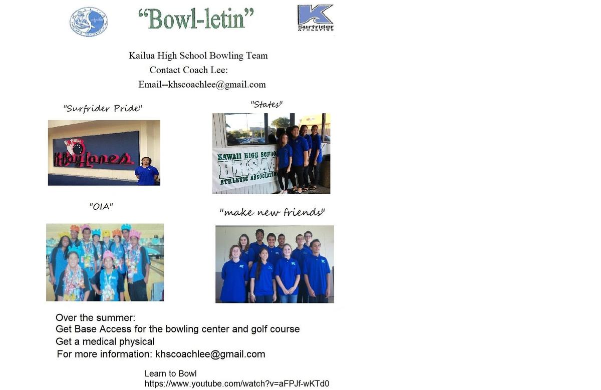 Bowling Team Summer Information