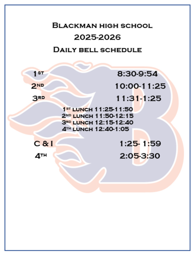 2025-2026 Bell Schedule