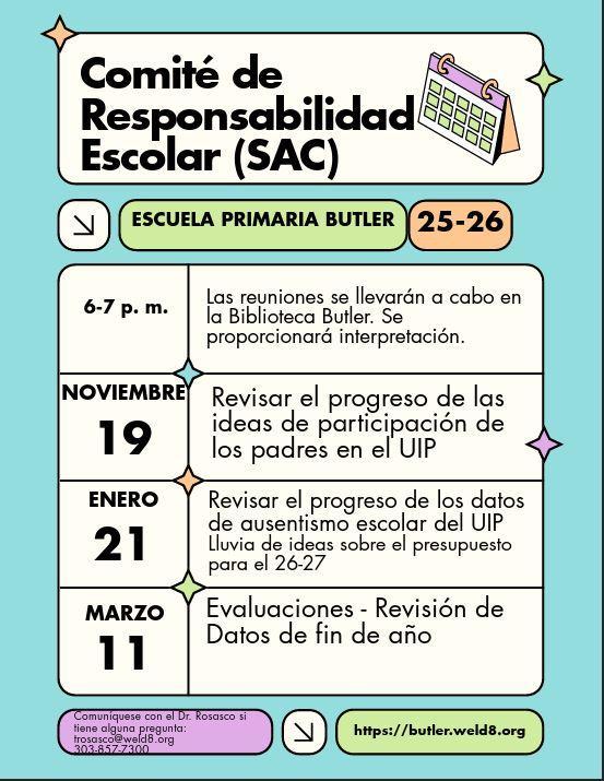 Comité de Responsabilidad Escolar (SAC) Fechas