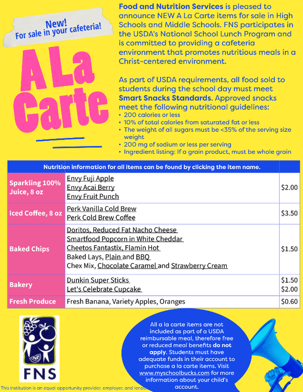 MIDDLE SCHOOL STUDENTS:  New Cafeteria Option Featured Photo