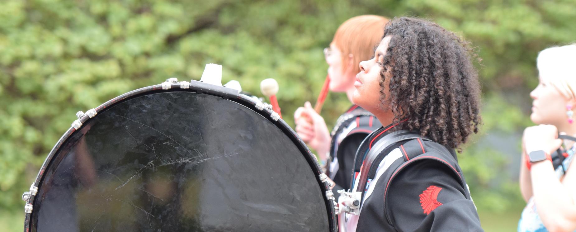 Bass Drummer in Marching Band