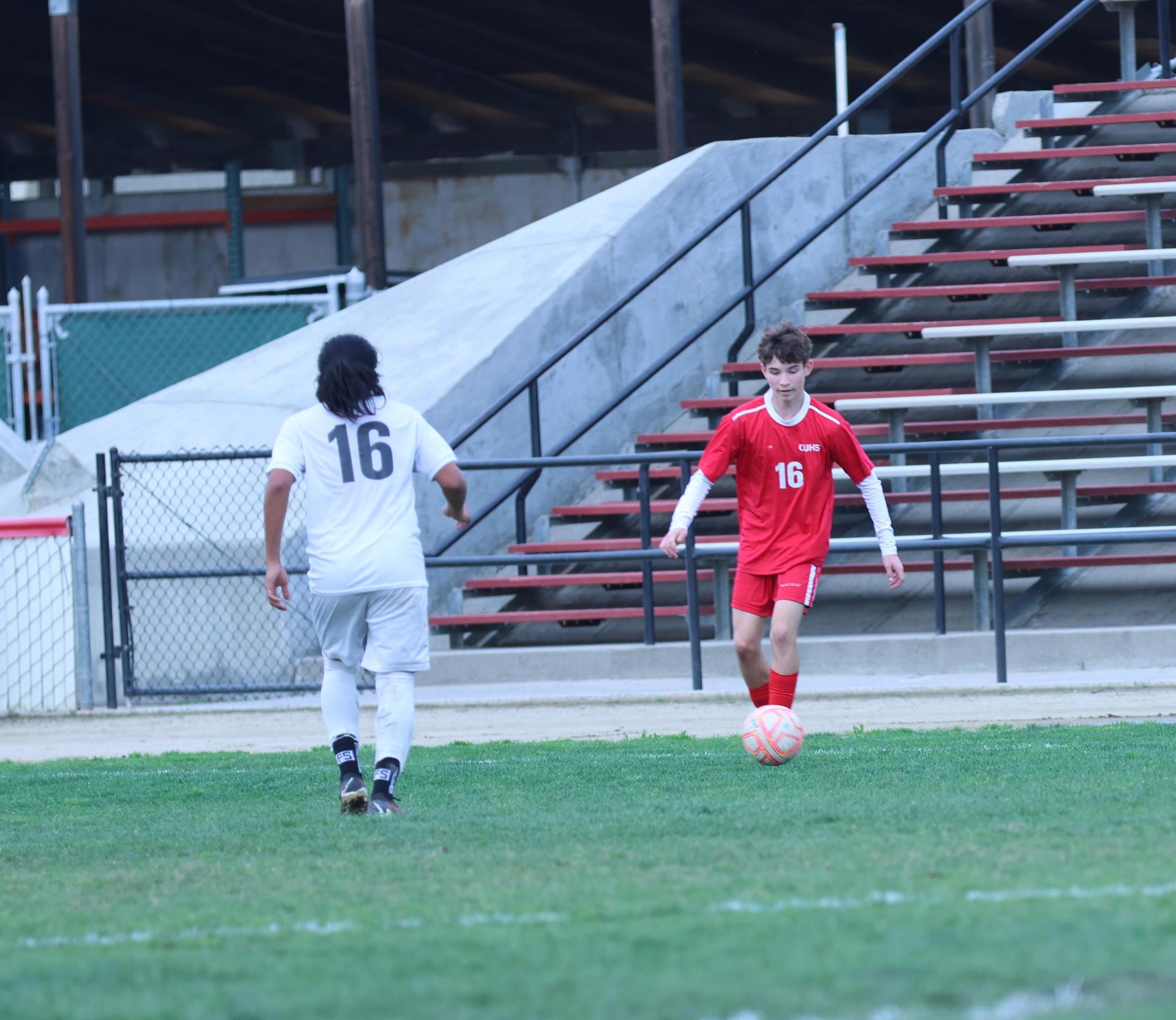 junior varsity boys playing soccer against washington union