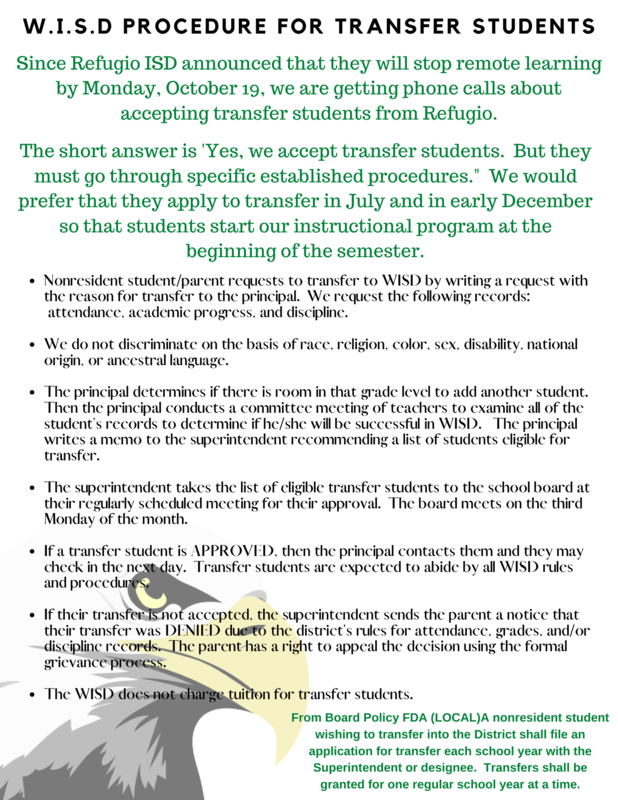 W.I.S.D Transfer Procedure Featured Photo